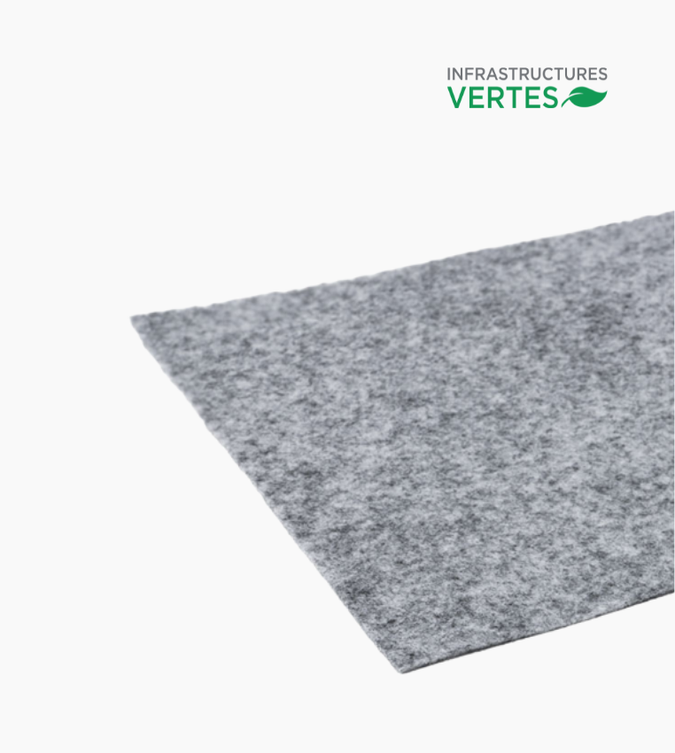 Membrane géotextile Soleno TX-170 3,81 m × 100 m sur fond blanc montrant texture non tissée aiguilletée